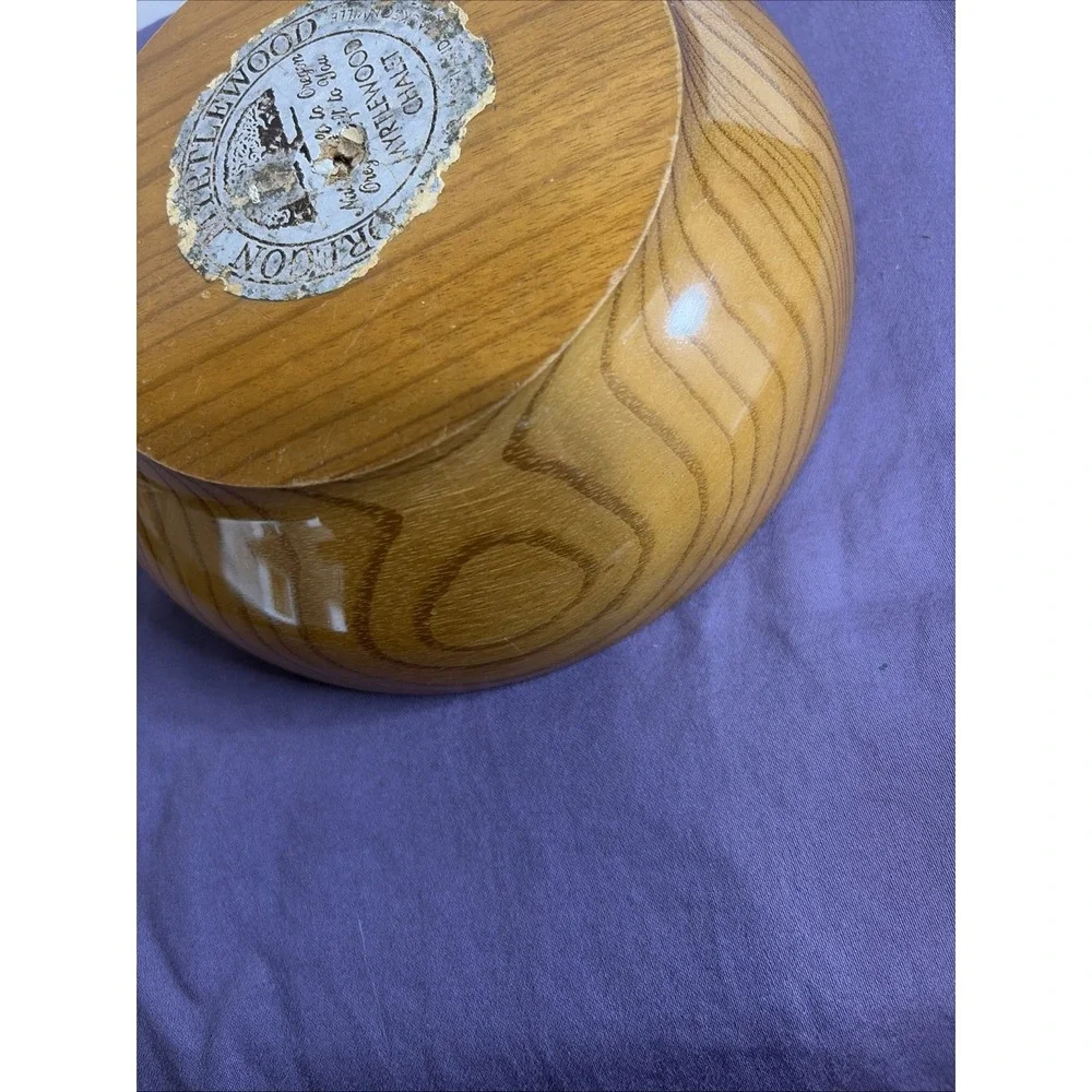 Vintage Oregon Myrtlewood Chalet Lidded Bowl Hand Turned Mid Century Modern